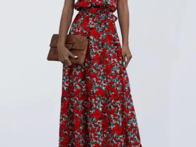 Chic Polka Dot Print Halter Neck Tie Dress