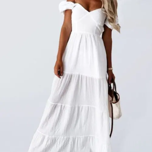 Chic- Short-Sleeved Off-The-Shoulder Backless Dress