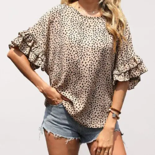 Leopard Dolman-Sleeve Shirt