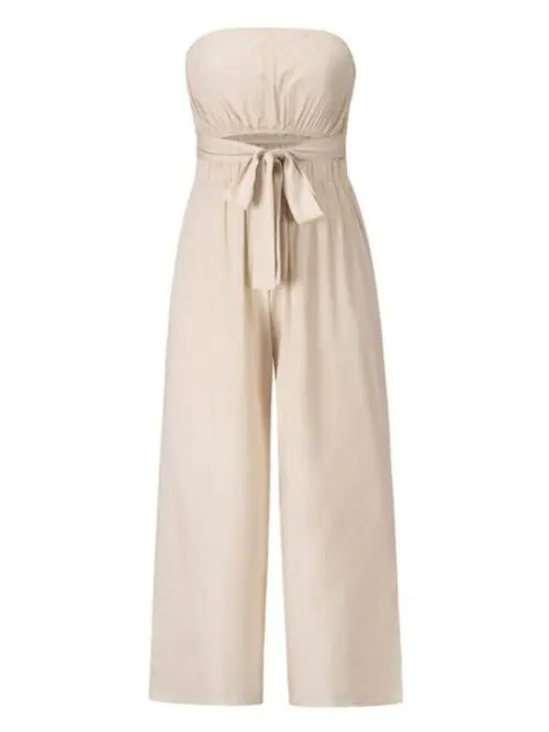 Open-Back Slim Jumpsuit- European Inspired Straight Trouser Suit