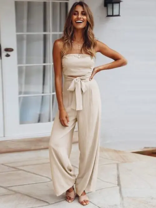 Open-Back Slim Jumpsuit- European Inspired Straight Trouser Suit