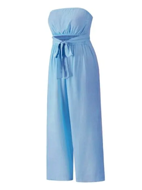 Open-Back Slim Jumpsuit- European Inspired Straight Trouser Suit