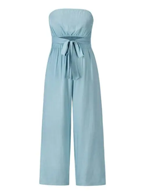 Open-Back Slim Jumpsuit- European Inspired Straight Trouser Suit