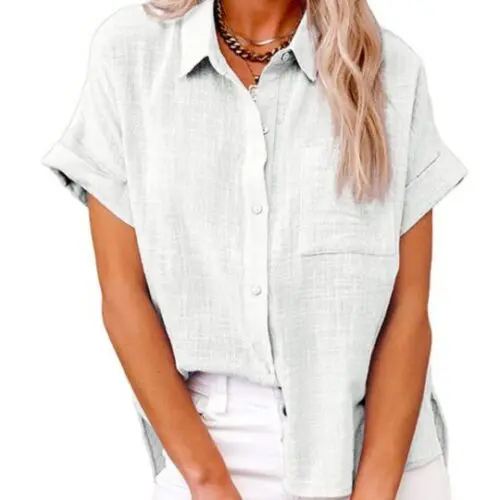 Casual Loose Lapel Short-Sleeved Shirt | Woven Style Blouse