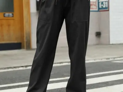 High-Waisted Woven Pants with Elastic Waist