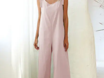 Loose Woven Strap Straight Overalls