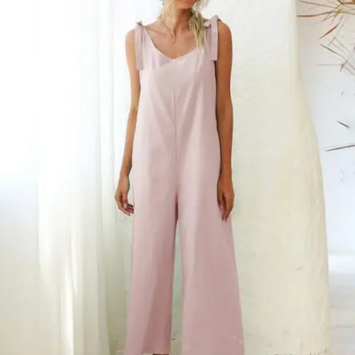 Loose Woven Strap Straight Overalls