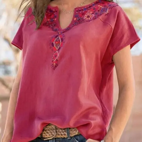 Ethnic Vibe Loose Short Sleeve Top