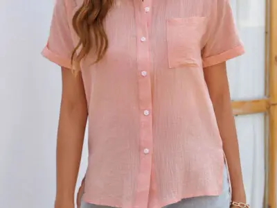 Cotton and Linen Side Slit Pocket Shirt