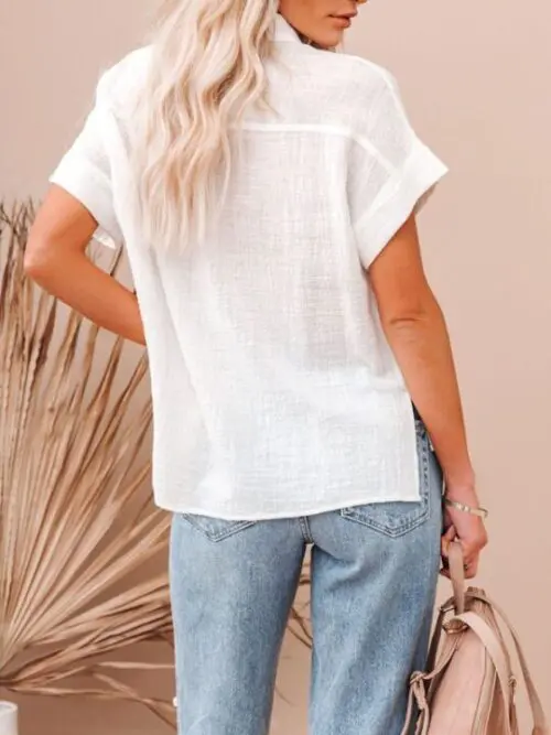 Cotton and Linen Side Slit Pocket Shirt