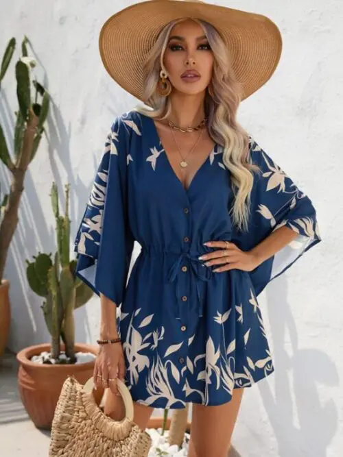 Stylish Women’s Woven Flower Holiday Casual Dress