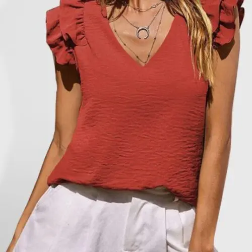 Summer-Ready V-Neck Ruffle Tank Top