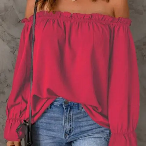 Sexy Off-Shoulder Chiffon Shirt | Solid Color Pullover