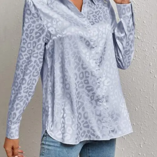 Leopard Jacquard Open Button Shirt