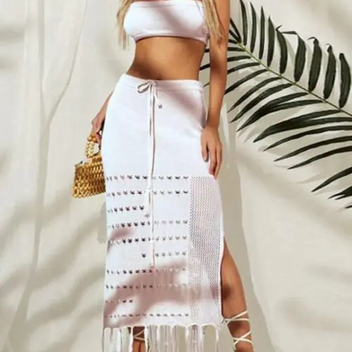 Two-Piece Tie-Up Tassel Bikini Cover-Up | Versatile Wrap Chest Dress