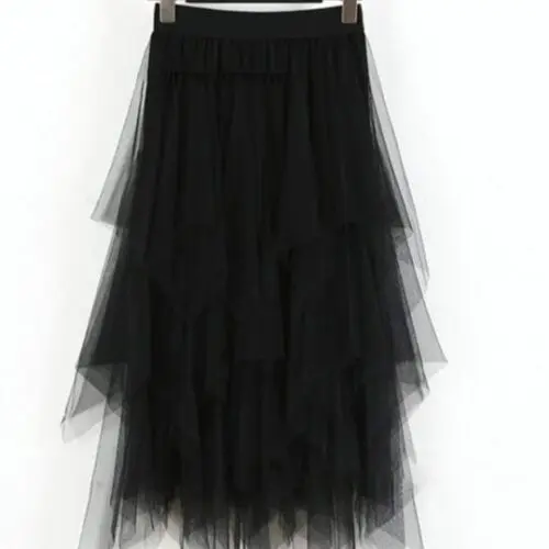 Elegant Mid-Length Skirt with High Waist and Mesh for a Slimming Effect