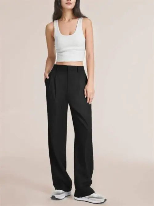 Chic Women’s High Waist Wide-Leg Suit Pants with Complementary Belt