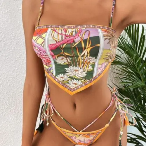 Floral Bloom-Two-Piece Bikini Set with Stylish Print