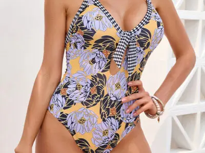Sexy Open Back Tie Hollow One-Piece Swimsuit