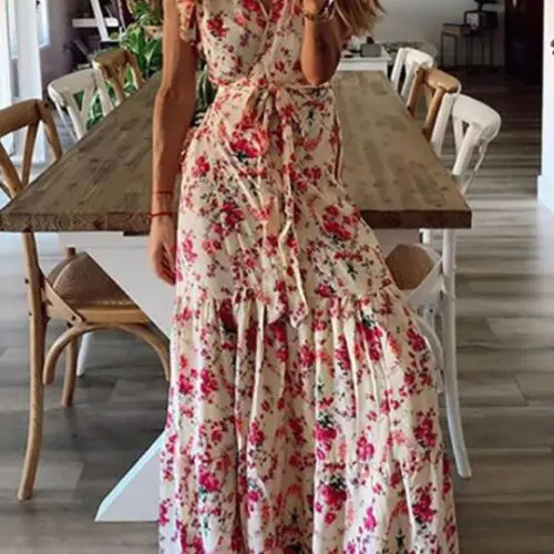 Floral Print Casual Dress with a Touch of Elegance