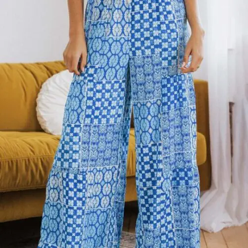 Loose Floral Colorblock Casual Pants for Women