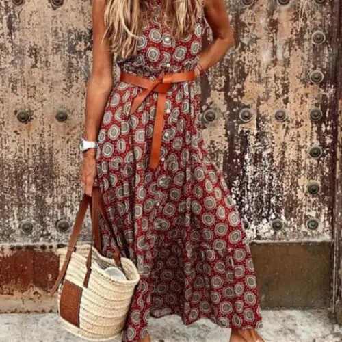 Relaxed Bohemian Summer Polka Dot Dress