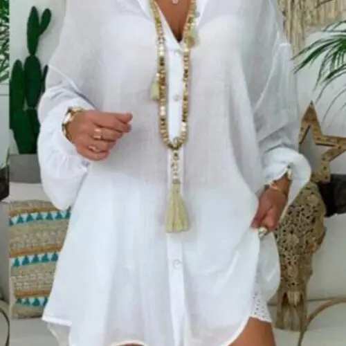 Plus Size Cotton Linen Shirt | Button-Up Casual Comfort and Style