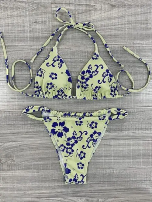 Printed Sexy Strappy Split Swimsuit Bikini for Women