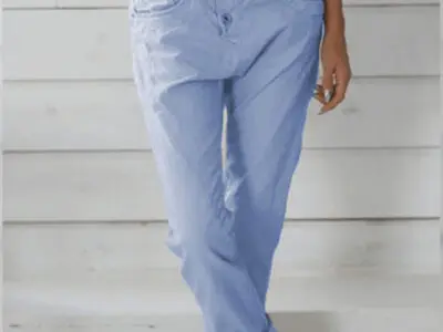 Classic Straight Leg Pant with Button Front Closure in a Solid Color