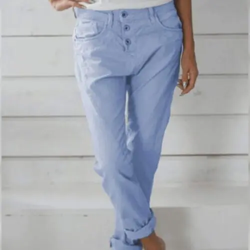 Classic Straight Leg Pant with Button Front Closure in a Solid Color