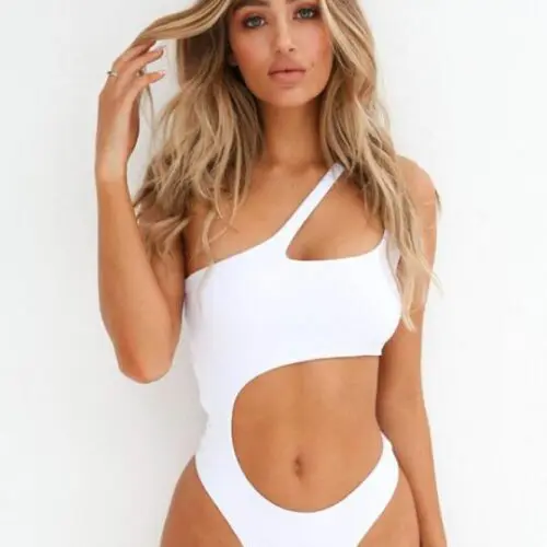 One-Piece Swimsuit with Sexy Bikini-Style Sloping Shoulders