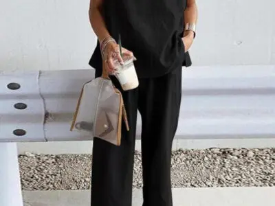 Casual Sleeveless Slit Vest and Pants Set