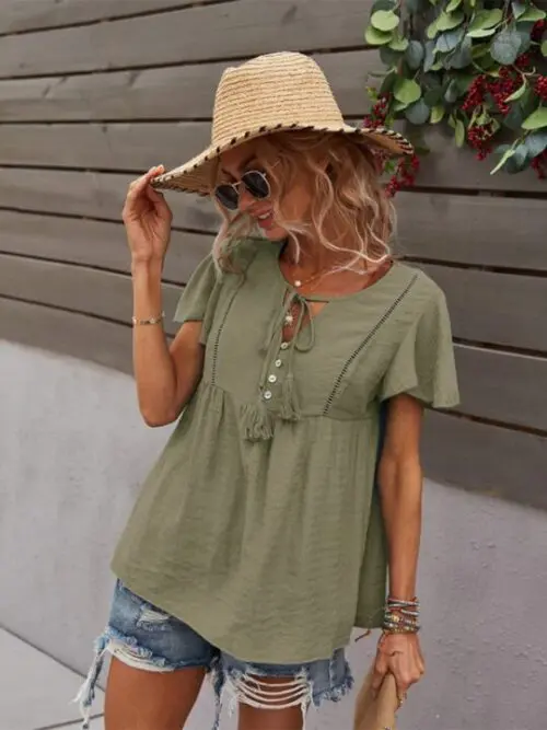 Woven Casual Fashion Short Sleeve Shirt