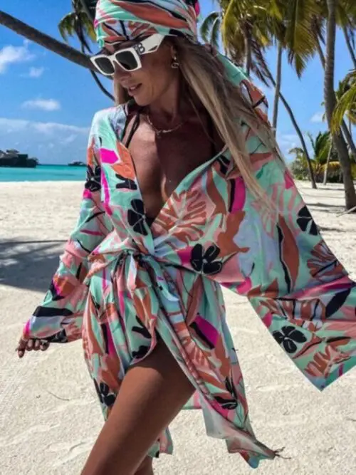 Printed Cardigan Kimono Bohemian Beach Dress