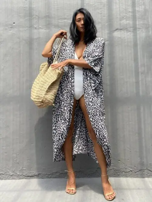Rayon Graphic Print Cardigan