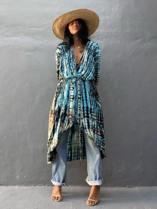 Rayon Graphic Print Cardigan