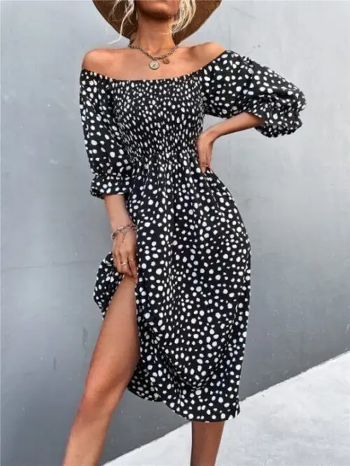 Square Neck Leopard Print Dress