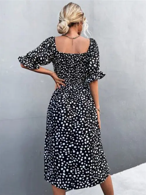 Square Neck Leopard Print Dress