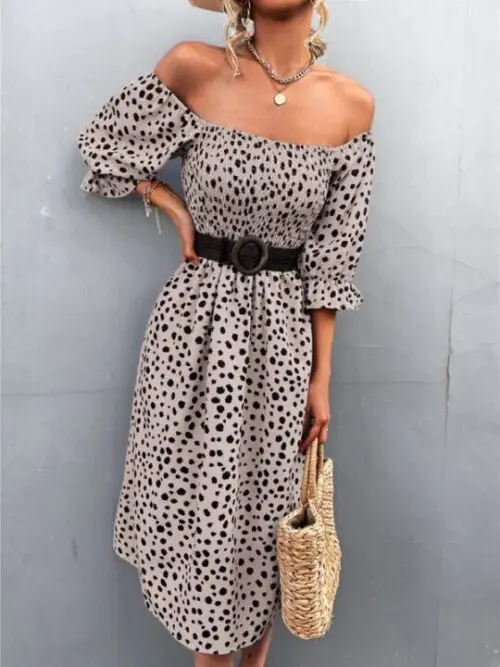 Square Neck Leopard Print Dress