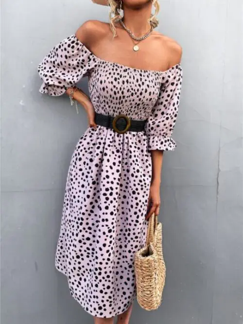 Square Neck Leopard Print Dress