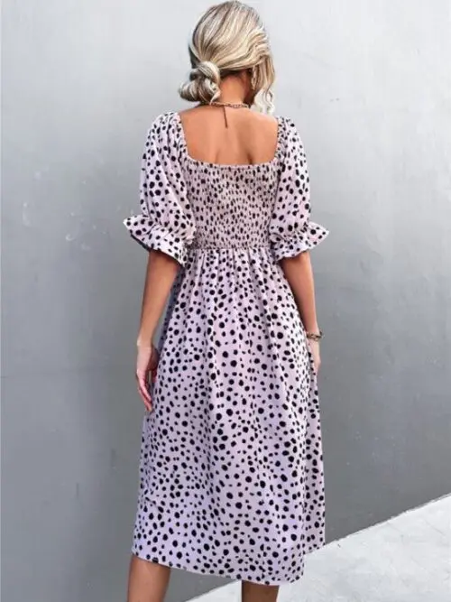 Square Neck Leopard Print Dress