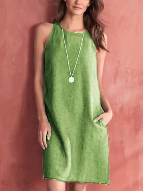 Casual Cotton Linen Sleeveless Dress