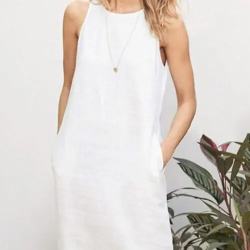 Casual Cotton Linen Sleeveless Dress