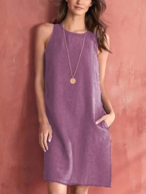Casual Cotton Linen Sleeveless Dress
