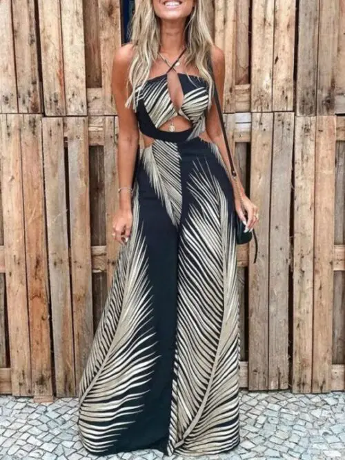 Colorful Printed Sling Jumpsuit with Sexy Design
