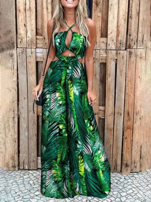 Colorful Printed Sling Jumpsuit with Sexy Design