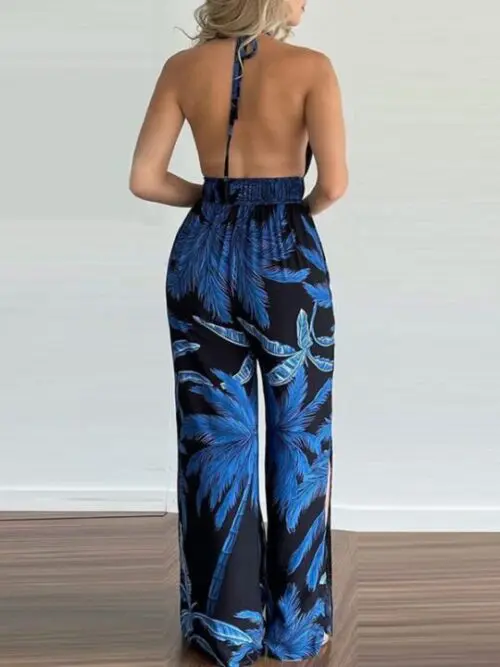 Unique Printed Halter Neck Jumpsuit