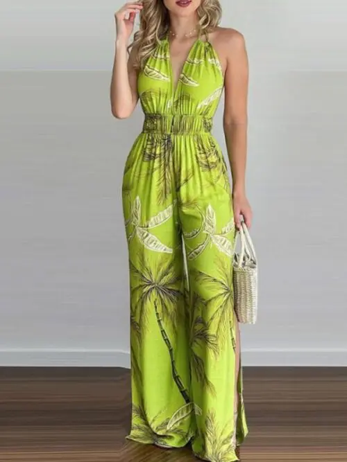 Unique Printed Halter Neck Jumpsuit