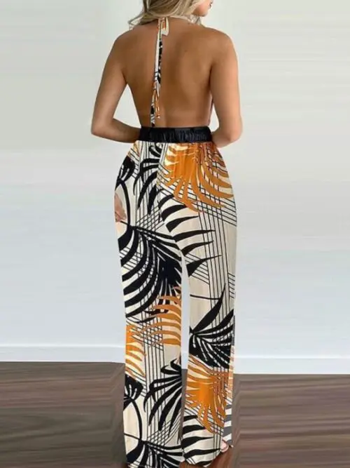 Unique Printed Halter Neck Jumpsuit