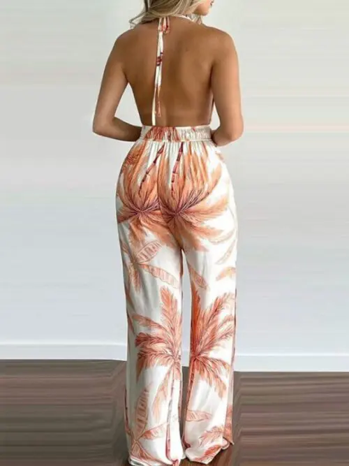 Unique Printed Halter Neck Jumpsuit